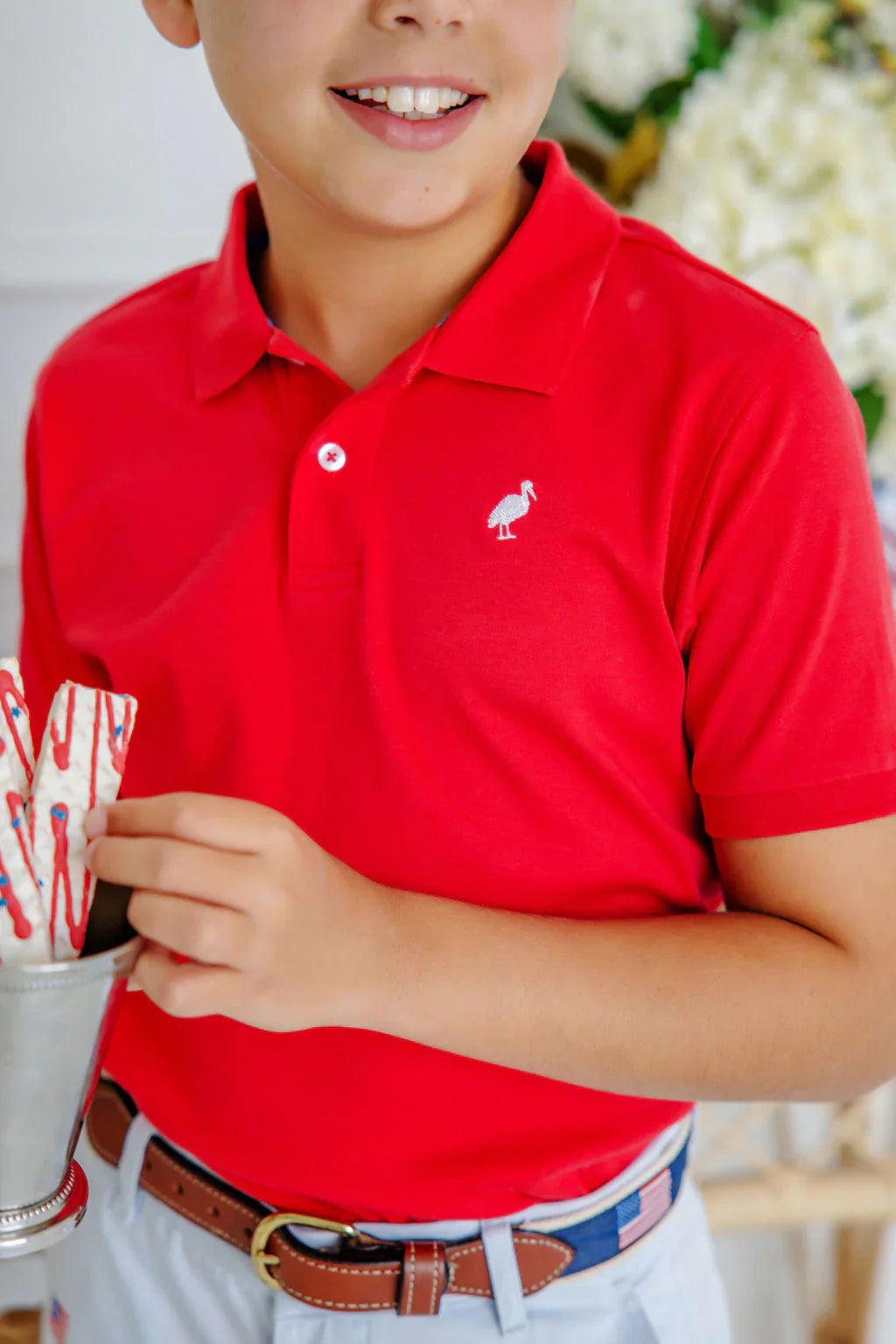 Prim & Proper Polo - Richmond Red with Worth Avenue White Stork