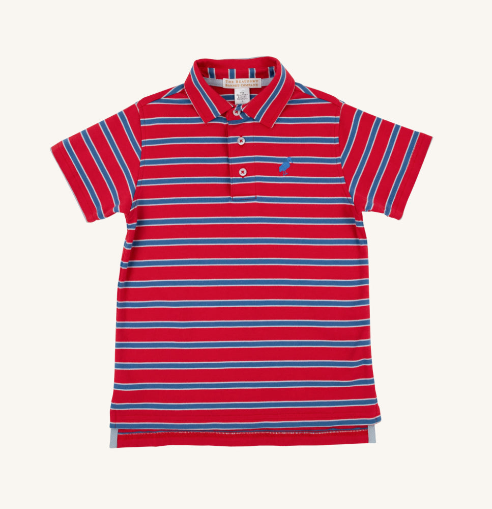 Prim and Proper Polo - Richmond Red, Wood Boat Blue, and Buckhead Blue Stripe