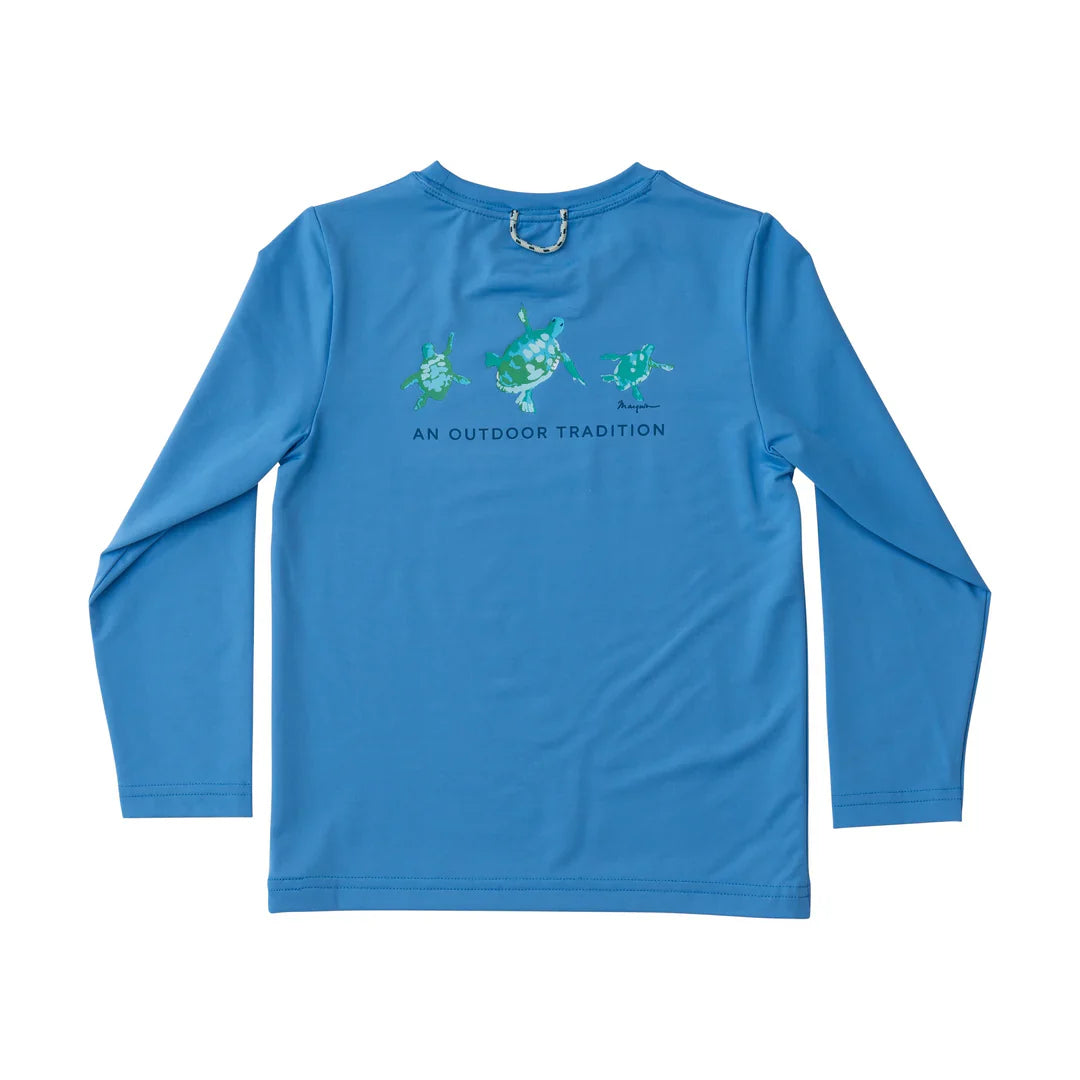 Pro Performance Long Sleeve Fishing T-Shirt - Marina Blue Sea Turtles