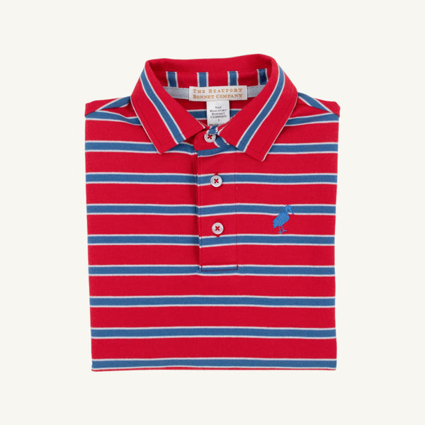 Prim and Proper Polo - Richmond Red, Wood Boat Blue, and Buckhead Blue Stripe